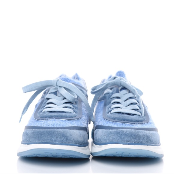 Chanel Suede Calfskin Stretch Fabric CC Sneakers - Picture 2 of 14